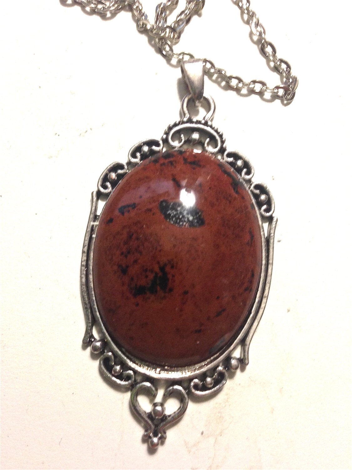 Mahogany Obsidian Gemstone Crystal Pendant Necklace - Image 2
