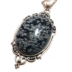 Snowflake Obsidian Necklace //Snowflake Obsidian Pendant // Crystal Healing // Obsidian Pendant // Large Snowflake Obsidian // Obsidian