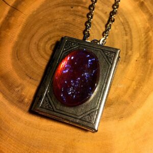 Dragons Breath Book Locket Necklace // Mexican opal locket necklace