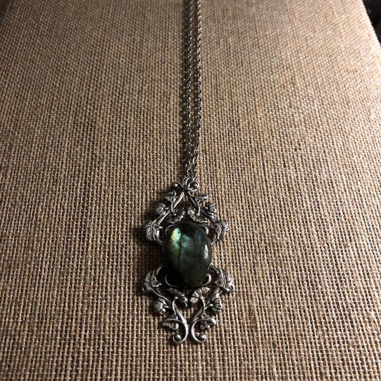 Labradorite Necklace // Labradorite Pendant // Labradorite Stone // Labradorite filigree necklace// Labradorite Cabochon // - Image 8