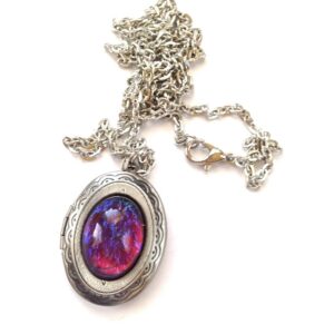 Dragons Breath Locket Necklace // Mexican opal locket necklace