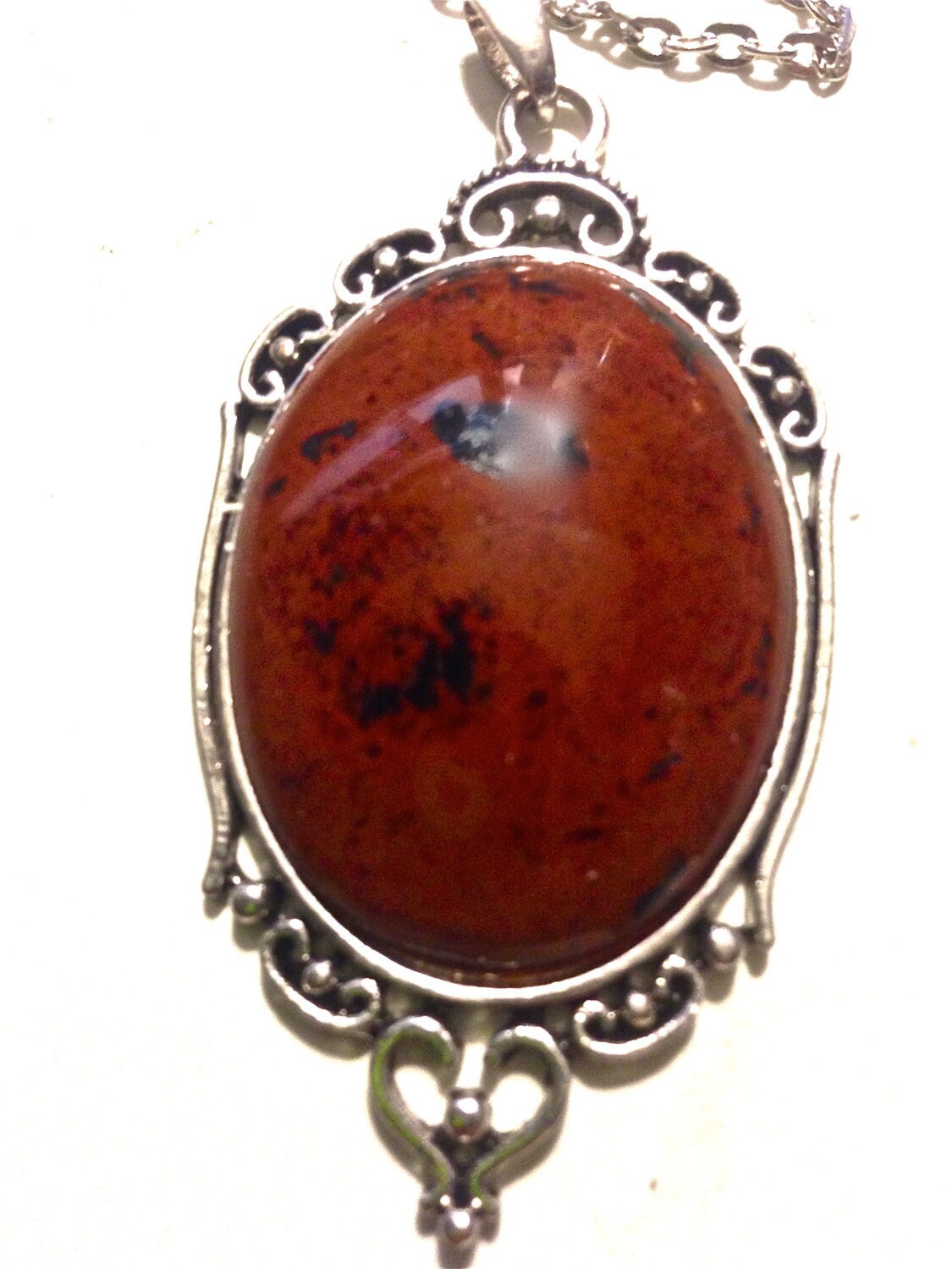 Mahogany Obsidian Gemstone Crystal Pendant Necklace