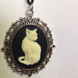 Black and Ivory Cat Cameo necklace