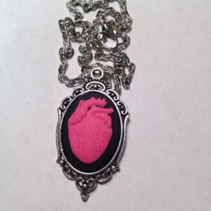 Anatomical heart cameo necklace