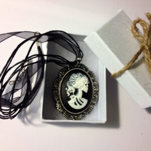 Lady Skeleton 30x40 Cameo Necklace