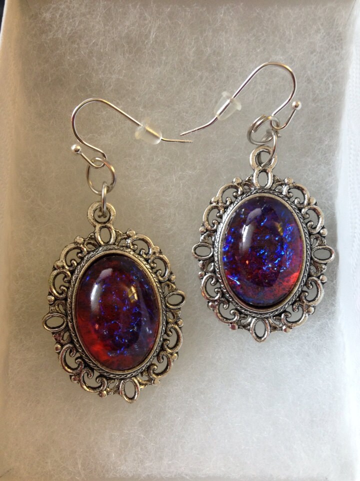 Fire Opal // Dragons Breath// Nebula Earrings // Wiccan Earrings // Dragons Breath Earrings - Image 3