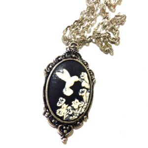 Hummingbird cameo necklace