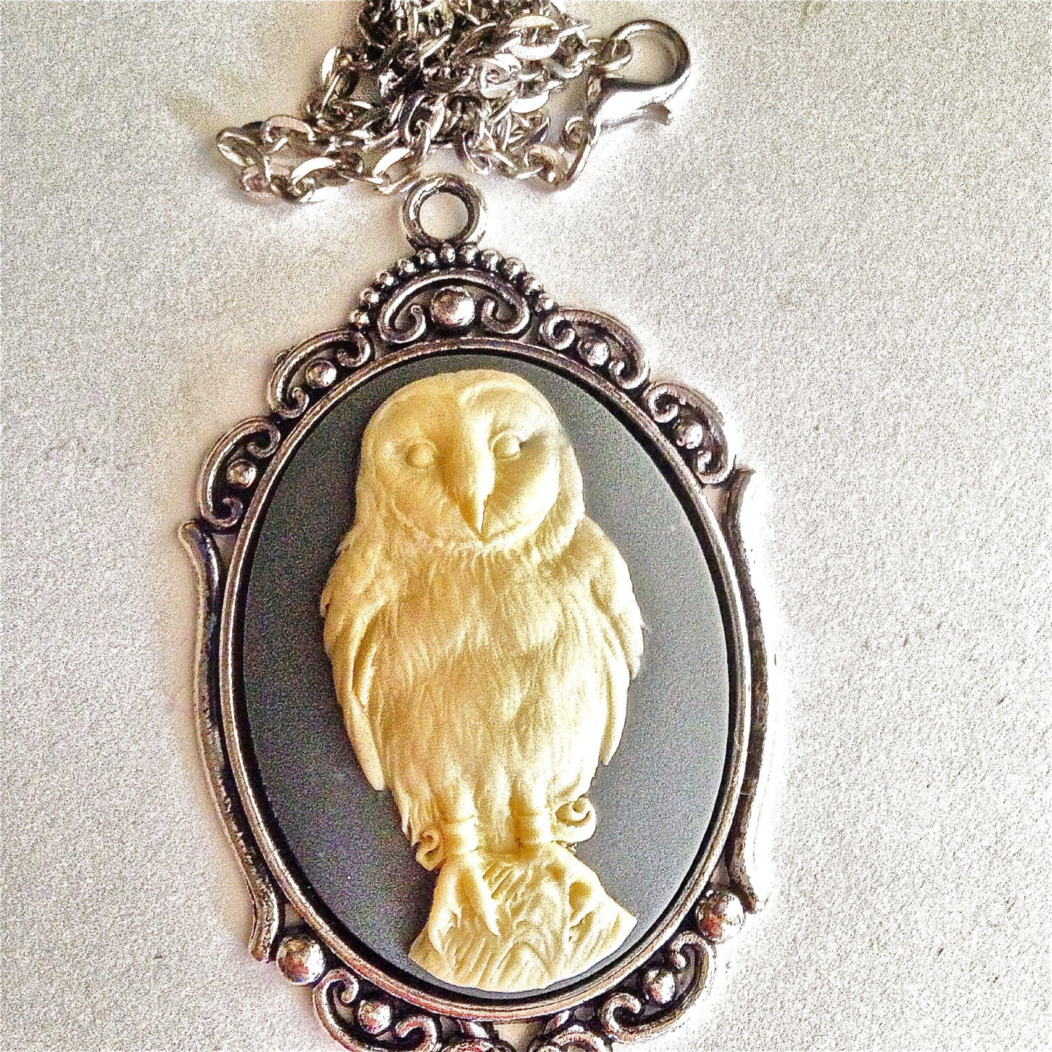 Barn Owl Cameo Necklace