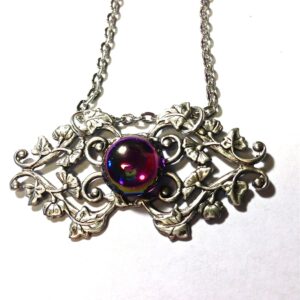 Rainbow antique silver toned filigree stamping necklace