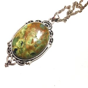 Rainforest Jasper Necklace // Jasper Pendant // Crystal Healing // Jasper Gemstone // Large Rainforest Jasper neckalce