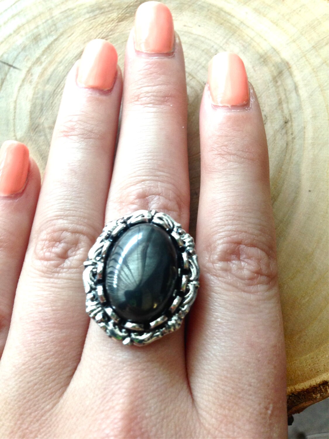 Hematite Ring // Grey ring // Hematite gemstone ring - Image 4