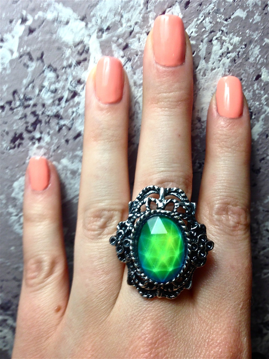 Mood Ring // Faceted Moon Stone Ring // Mood Ring Jewelry - Image 2