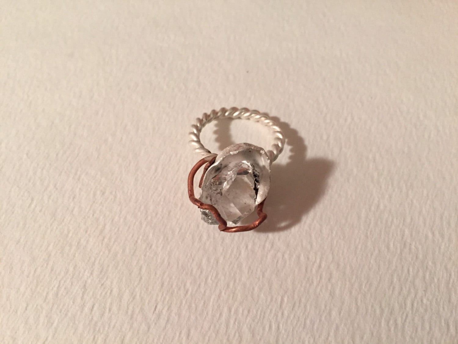 Herkimer diamond hand made sterling silver ring