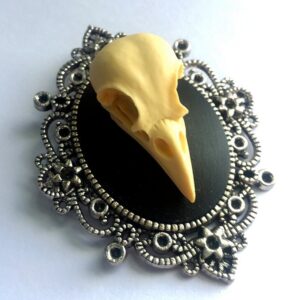 Raven Skull cameo necklace