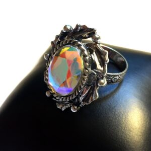 Faceted glass rainbow like ring