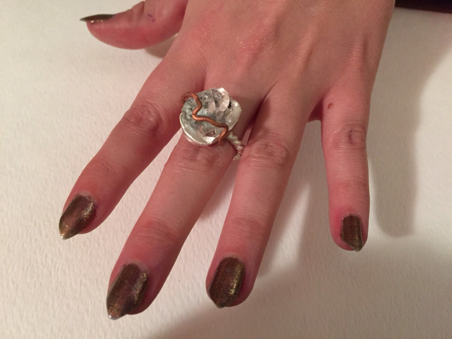 Herkimer diamond hand made sterling silver ring - Image 2