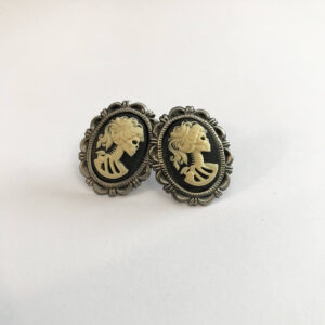Skeleton Lady Cameo Earrrings