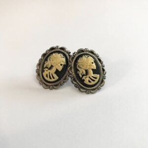 Skeleton Lady Cameo Earrrings