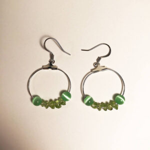 Peridot & Green Flash Glass Hoop Earrings