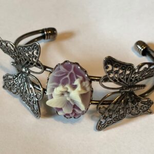 Butterfly cameo cuff bracelet