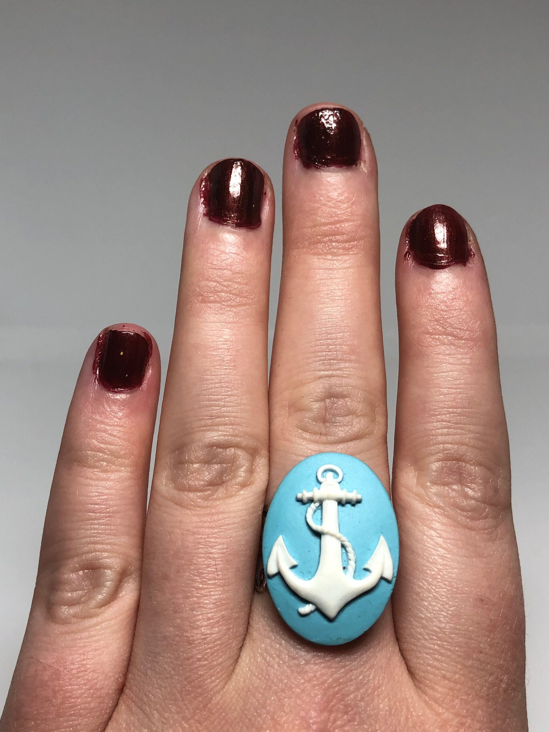 Anchor Cameo Ring // Anchor Jewelry // navy Cameo Ring //marine anchor Cameo Ring // anchor ring - Image 3