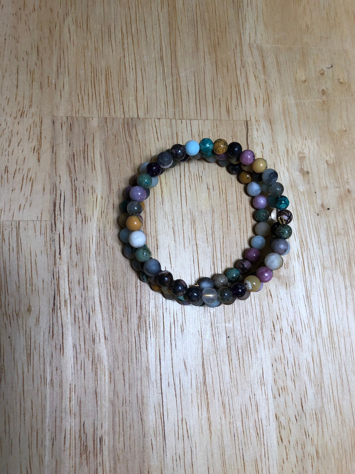 Memory wire triple Beaded crystal beads Bracelet