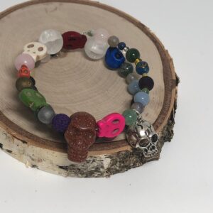 Memory wire triple Beaded skull Bracelet