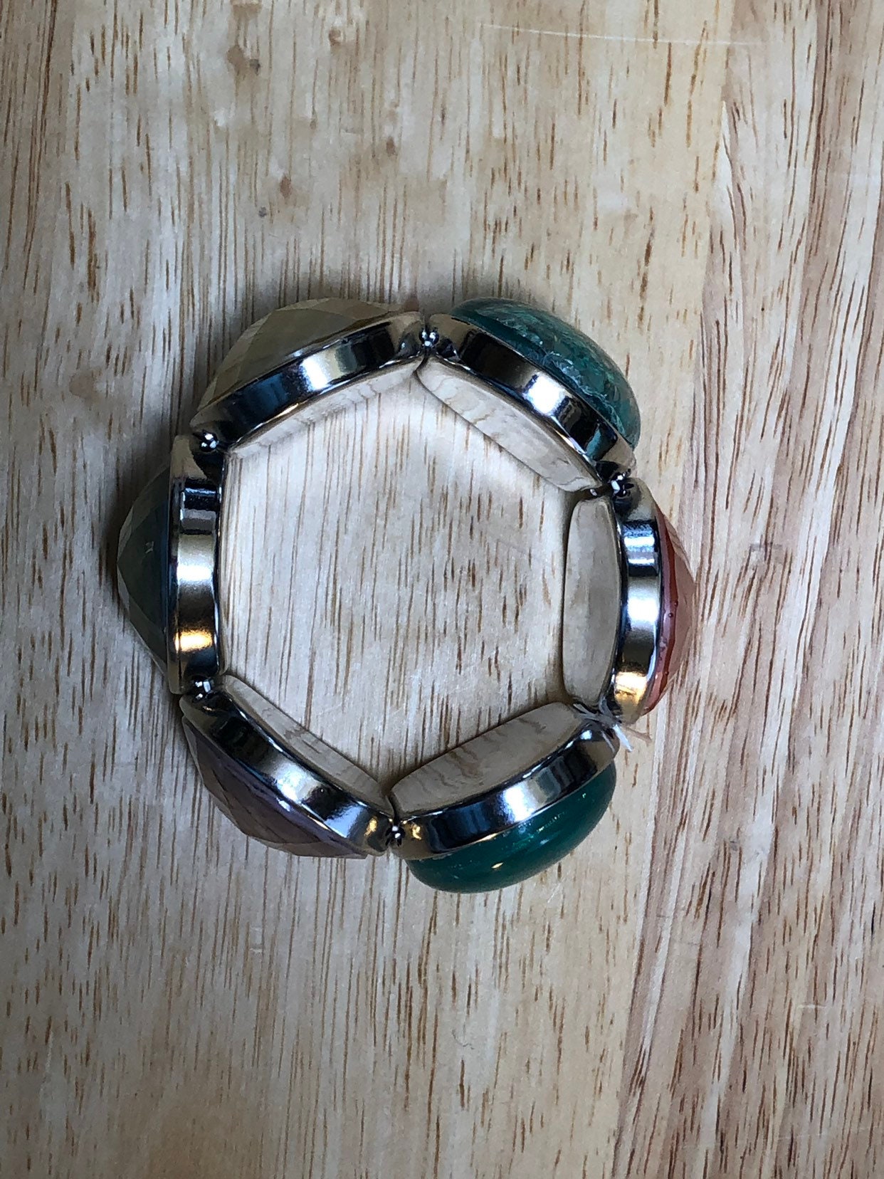 Faceted jewel bracelet // faux opal bracele // opal acrylic bracelet // pink blue purple white stretch bracelet // opal Cabochons - Image 8