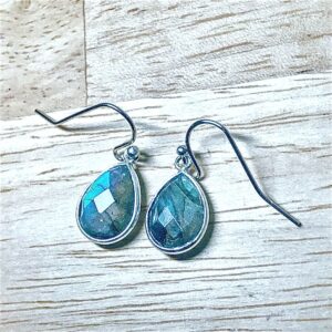 Faceted teardrop Labradorite Earrings // Labradorite dangle earrings // Sterling silver labradorite earrings