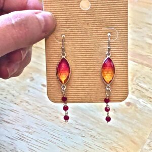 pink quartz and Ruby Faceted Earrings //Pink dangle earrings // Sterling silver pink marquise earrings // Ruby Aura Quartz earrings
