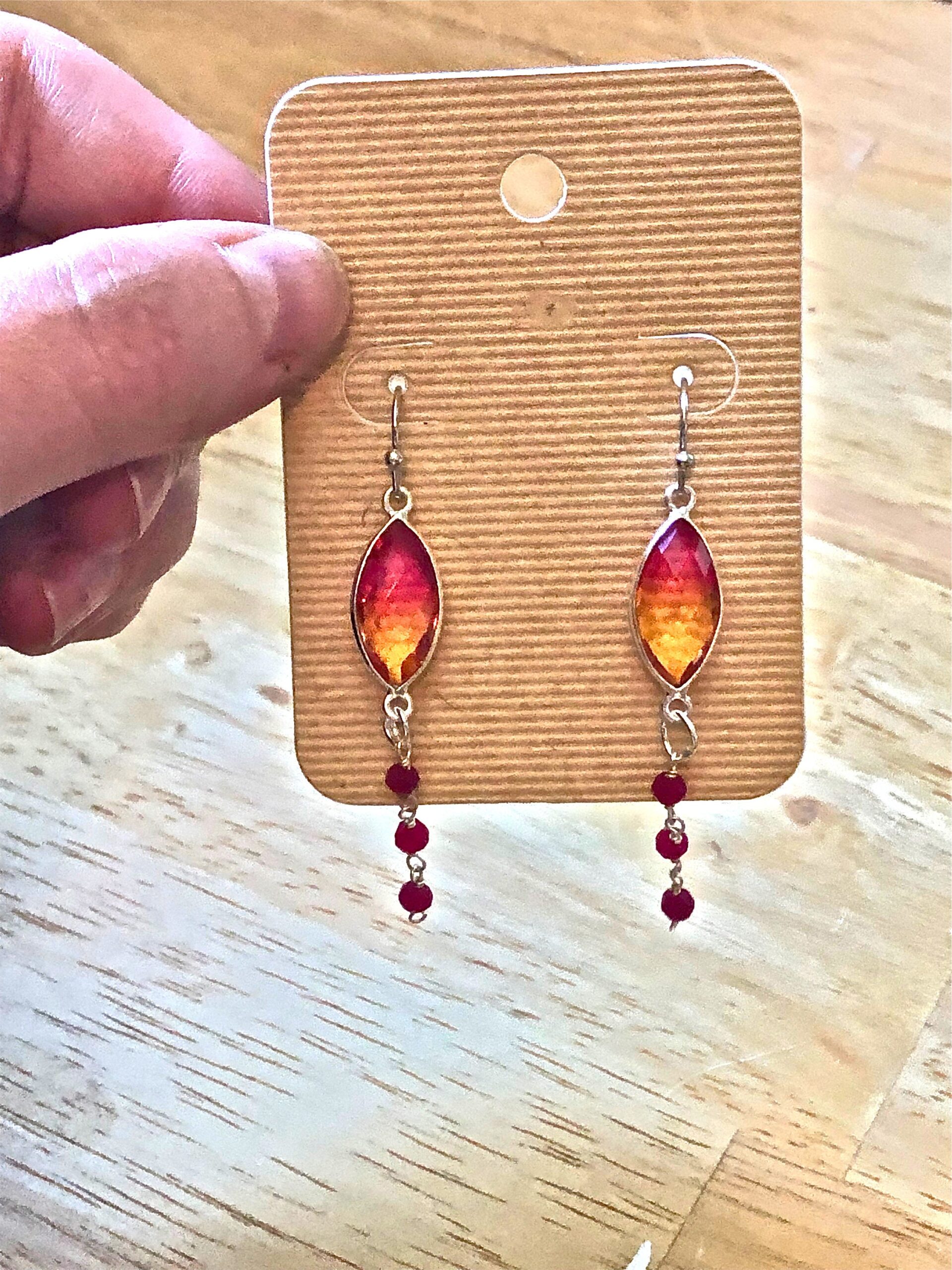 pink quartz and Ruby Faceted Earrings //Pink dangle earrings // Sterling silver pink marquise earrings // Ruby Aura Quartz earrings