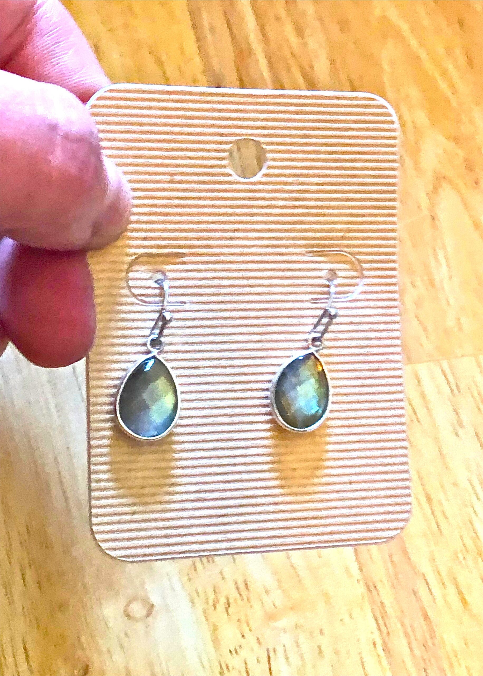 Faceted teardrop Labradorite Earrings // Labradorite dangle earrings // Sterling silver labradorite earrings - Image 4