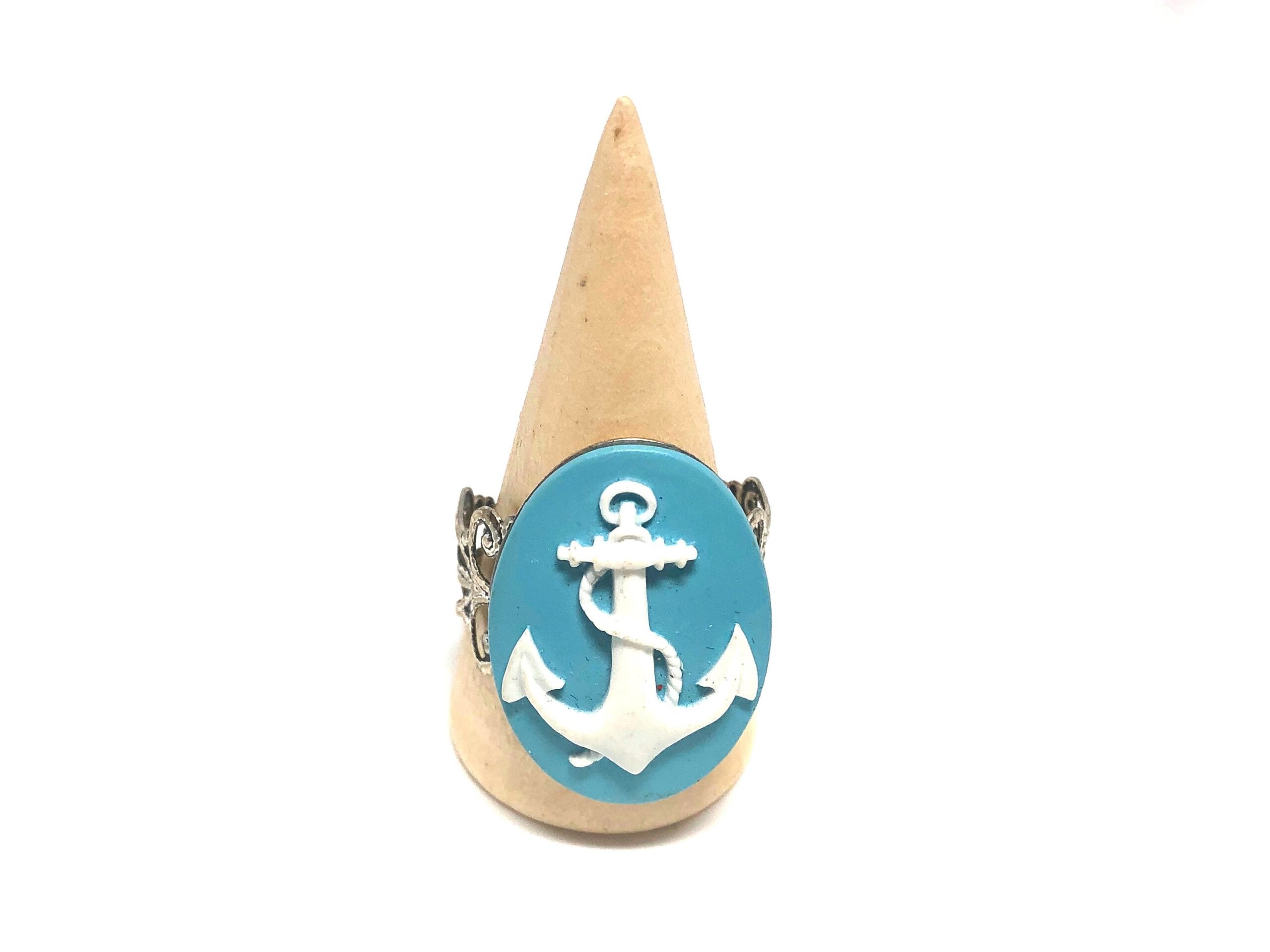 Anchor Cameo Ring // Anchor Jewelry // navy Cameo Ring //marine anchor Cameo Ring // anchor ring