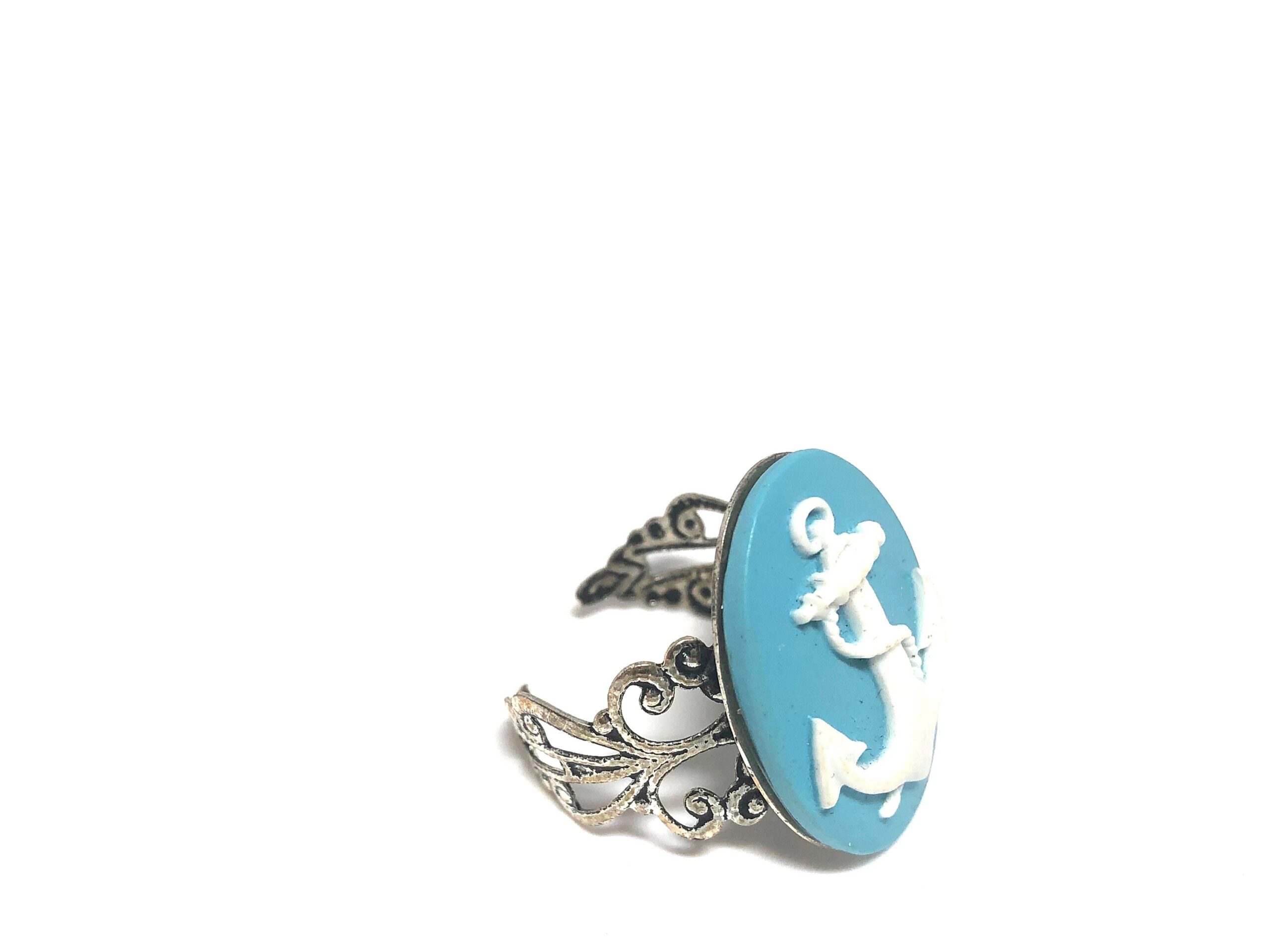 Anchor Cameo Ring // Anchor Jewelry // navy Cameo Ring //marine anchor Cameo Ring // anchor ring - Image 2