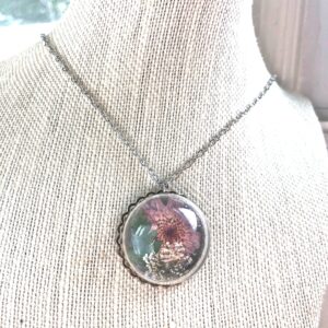 Real flowers glass necklace Shadow Box dried real flowers Necklace