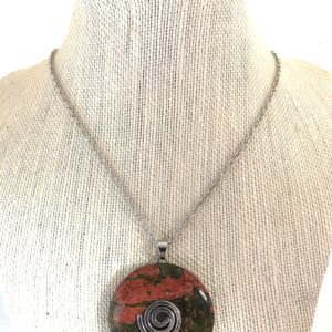 Unakite donut gemstone necklace unakite pi stone necklace