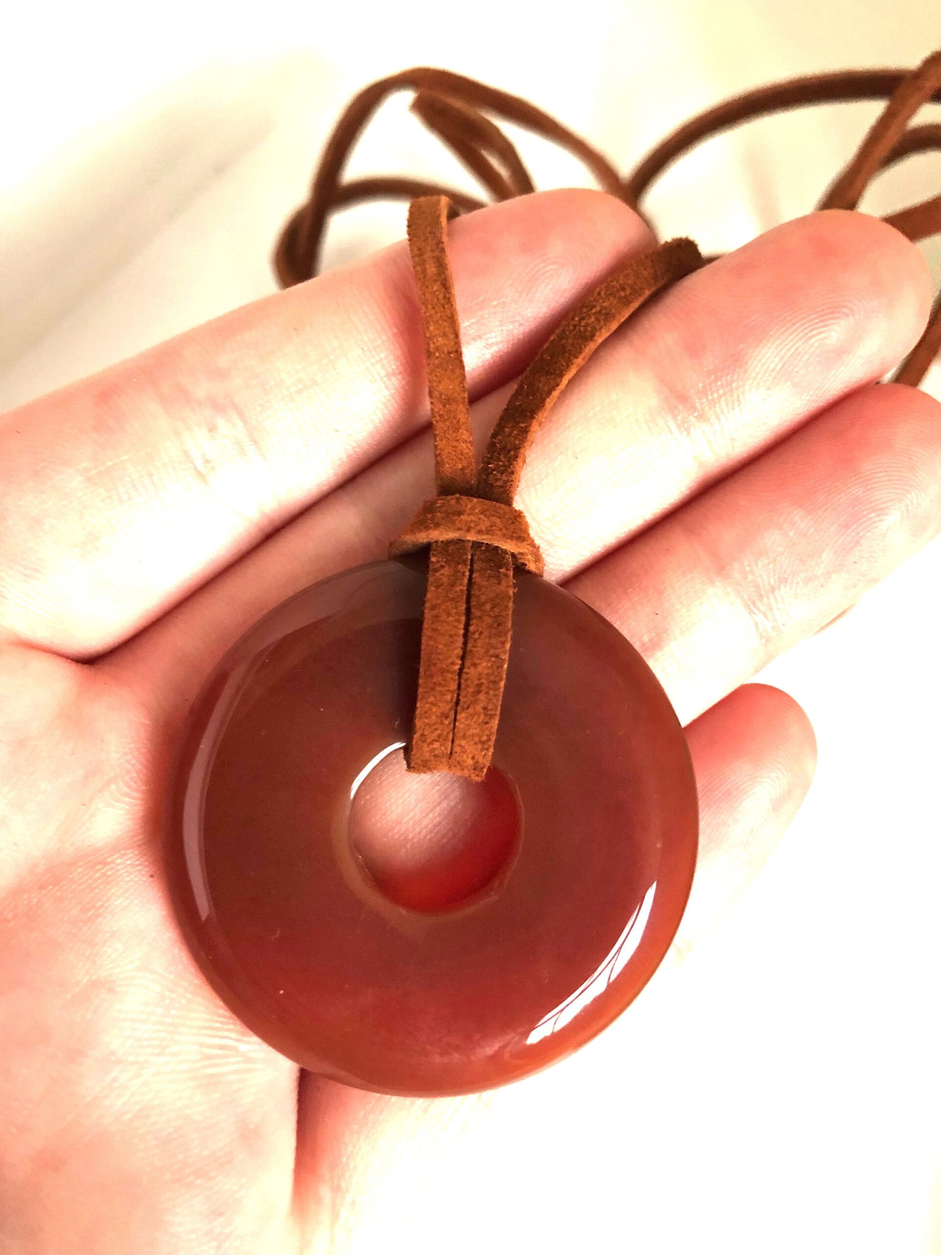 Carnelian donut gemstone necklace pi stone necklace - Image 3