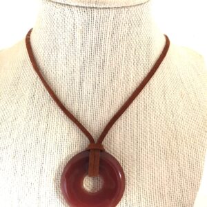 Carnelian donut gemstone necklace pi stone necklace