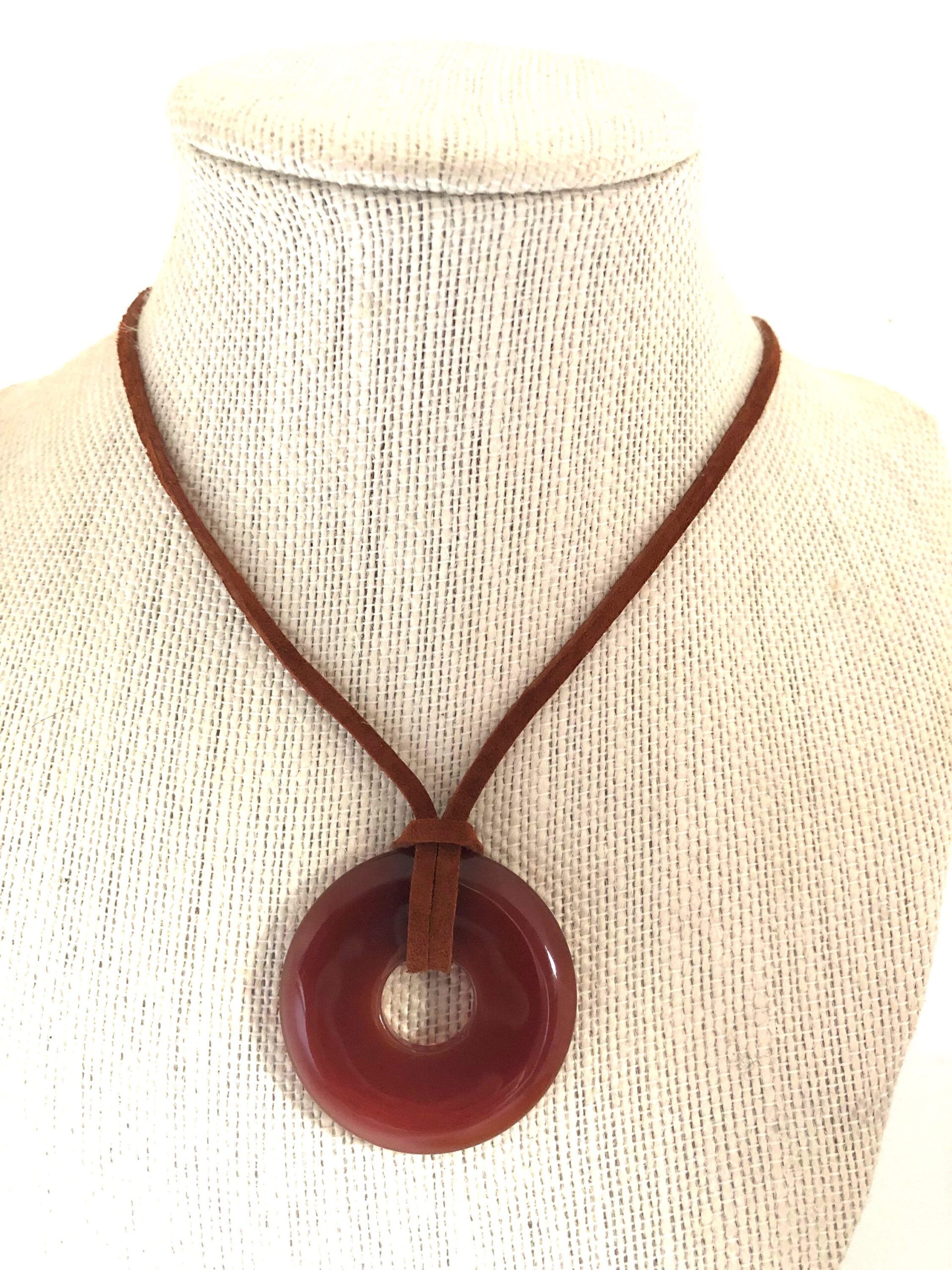 Carnelian donut gemstone necklace pi stone necklace