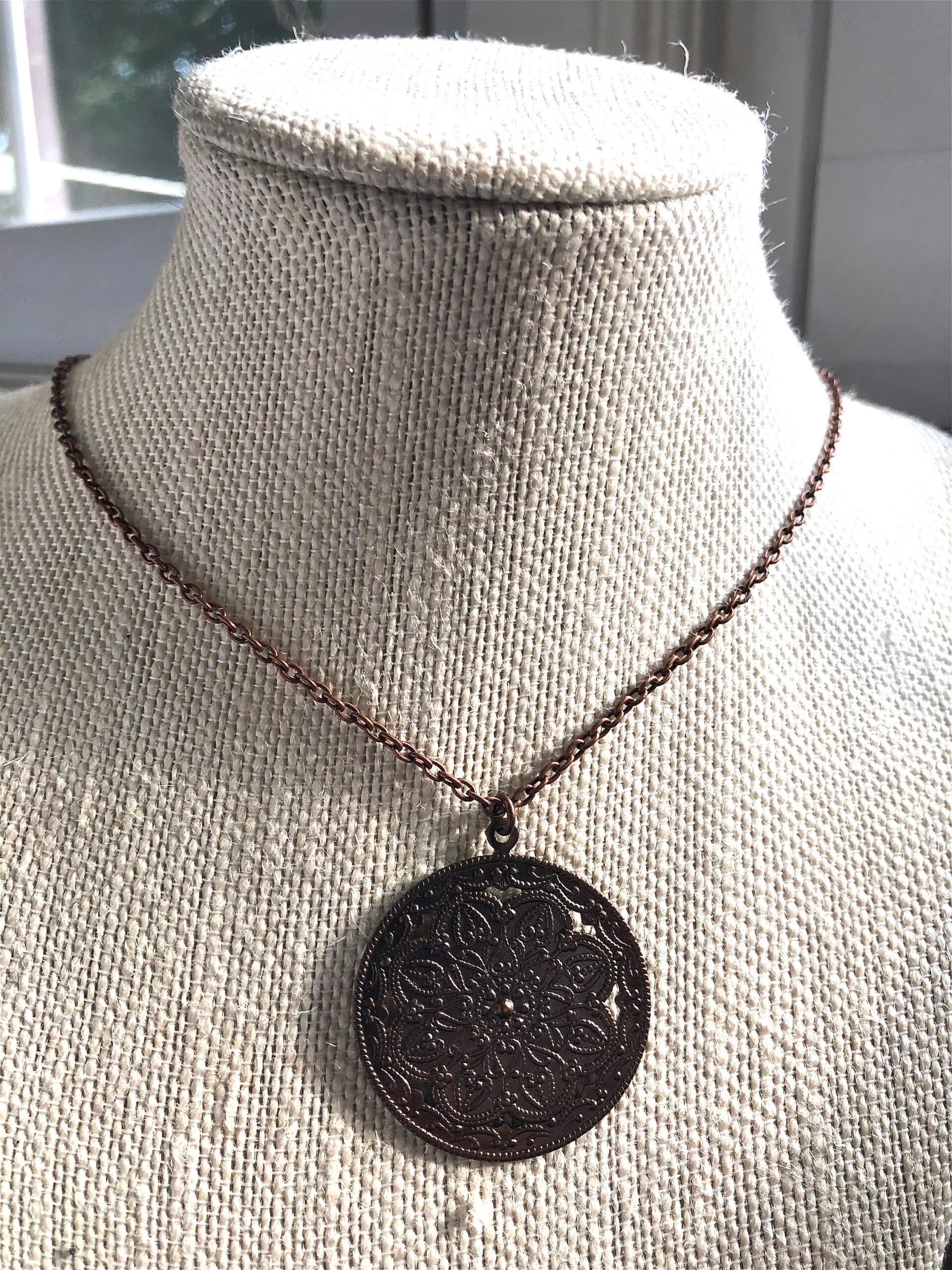 Bronze victorian filigree necklace - Image 3