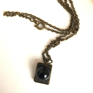 Small onyx bronze locket Necklace