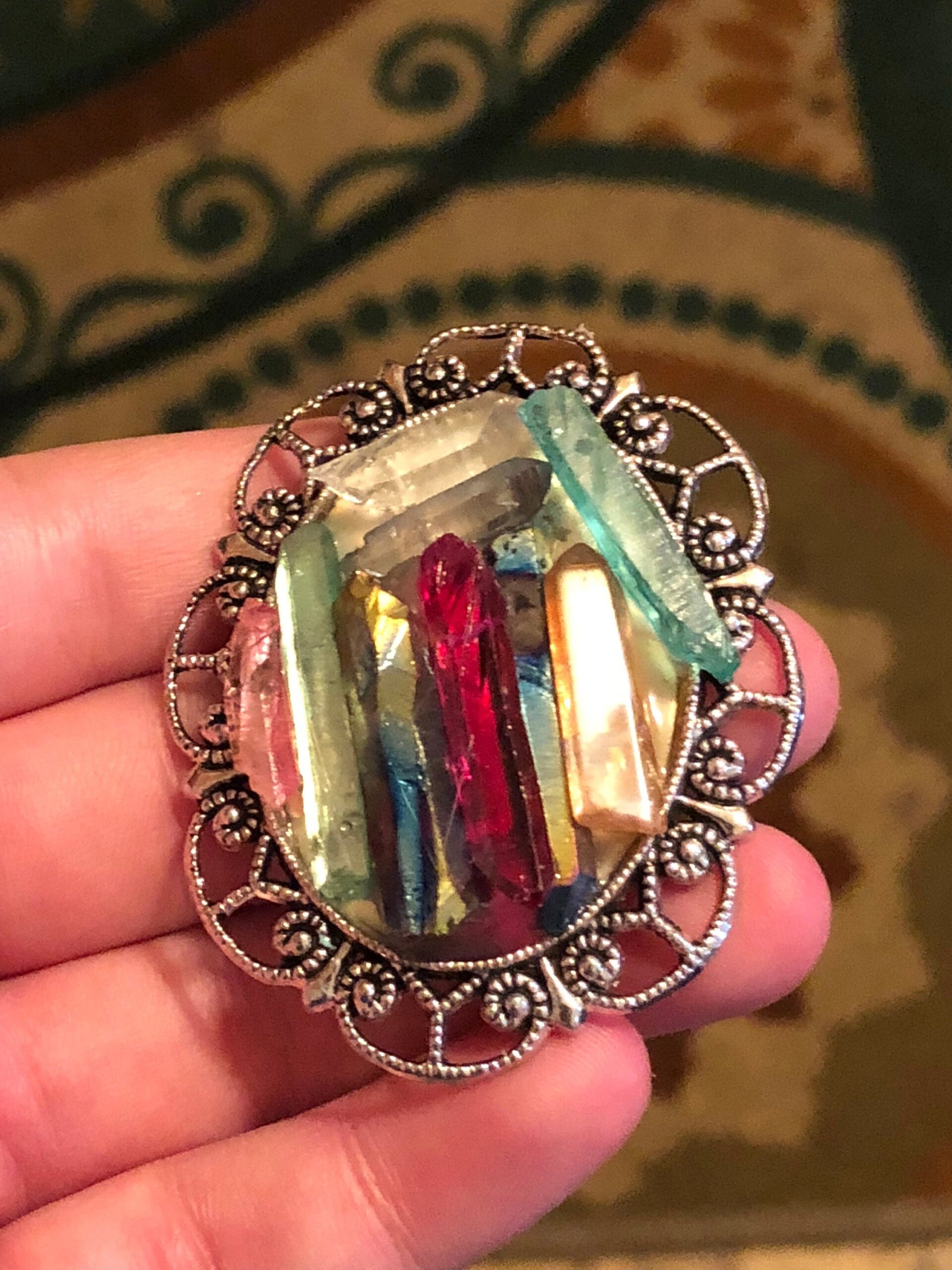 Crystal Cluster Pendant Necklace // raw crystals cluster pendant