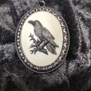 Black Raven cameo necklace