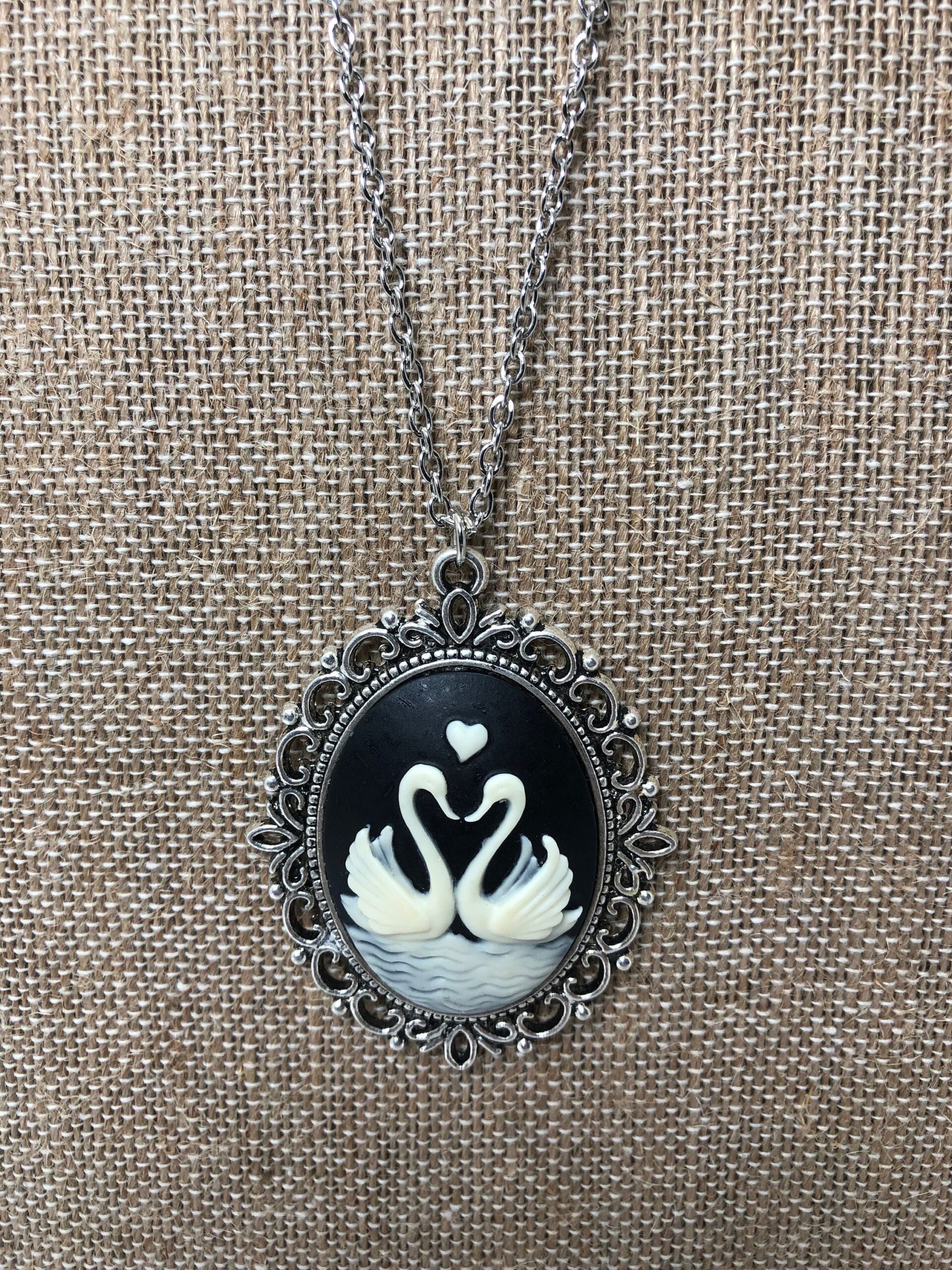 Swan cameo necklace