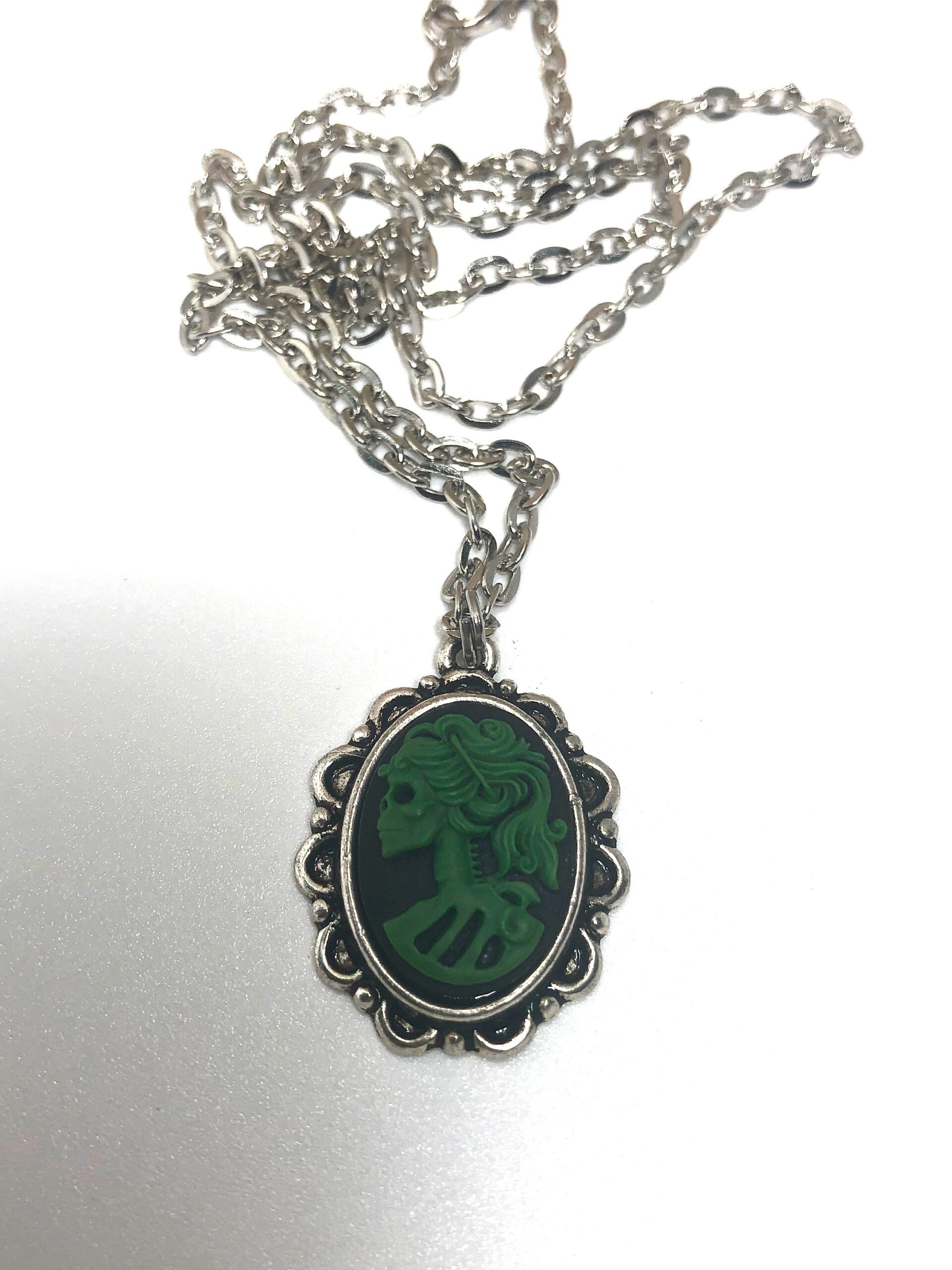 Lady Skeleton Necklace, Zombie Necklace in Silver, Cream and Black Cameo Necklace, Lolita Necklace, Skeleton Necklace - Image 5