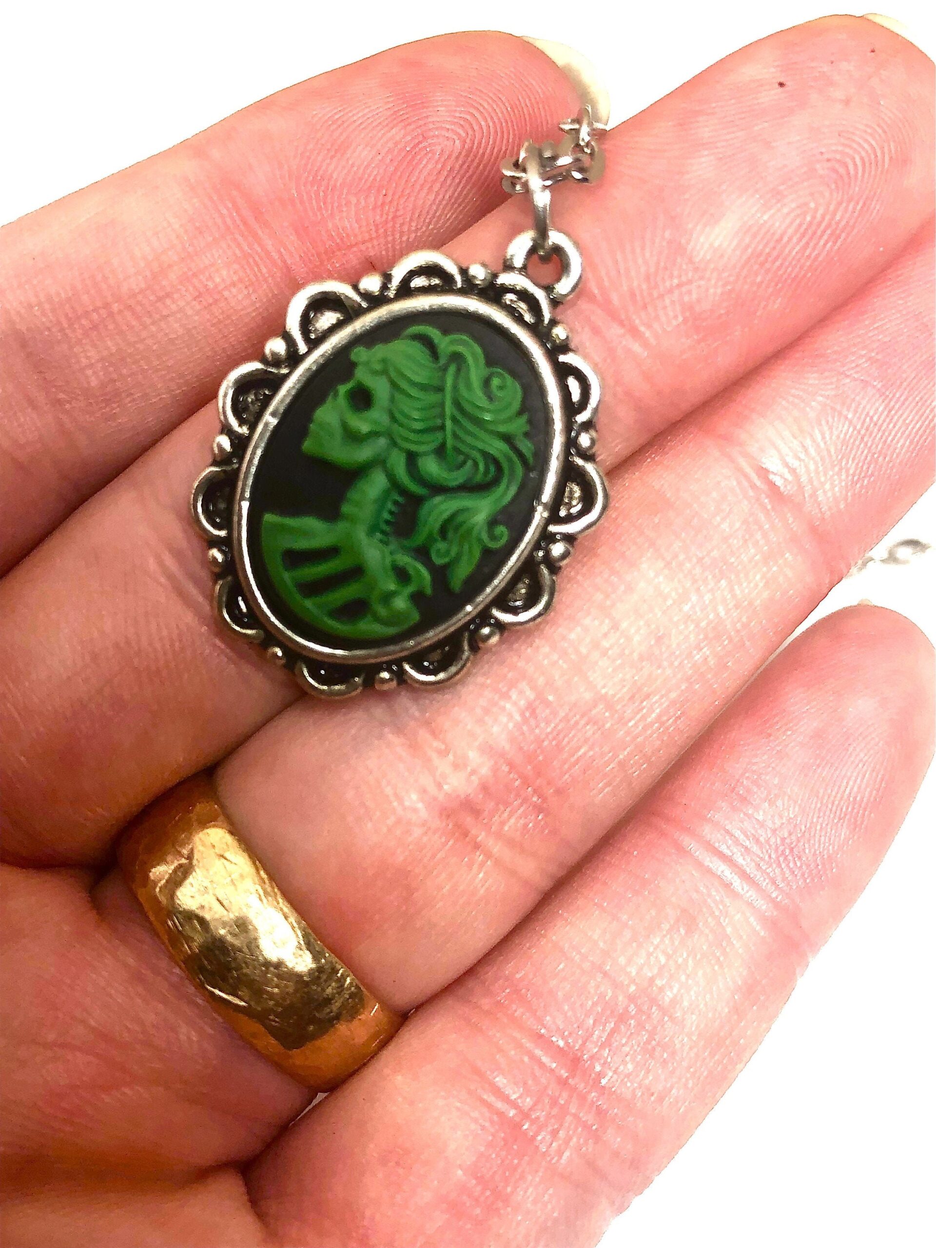Lady Skeleton Necklace, Zombie Necklace in Silver, Cream and Black Cameo Necklace, Lolita Necklace, Skeleton Necklace