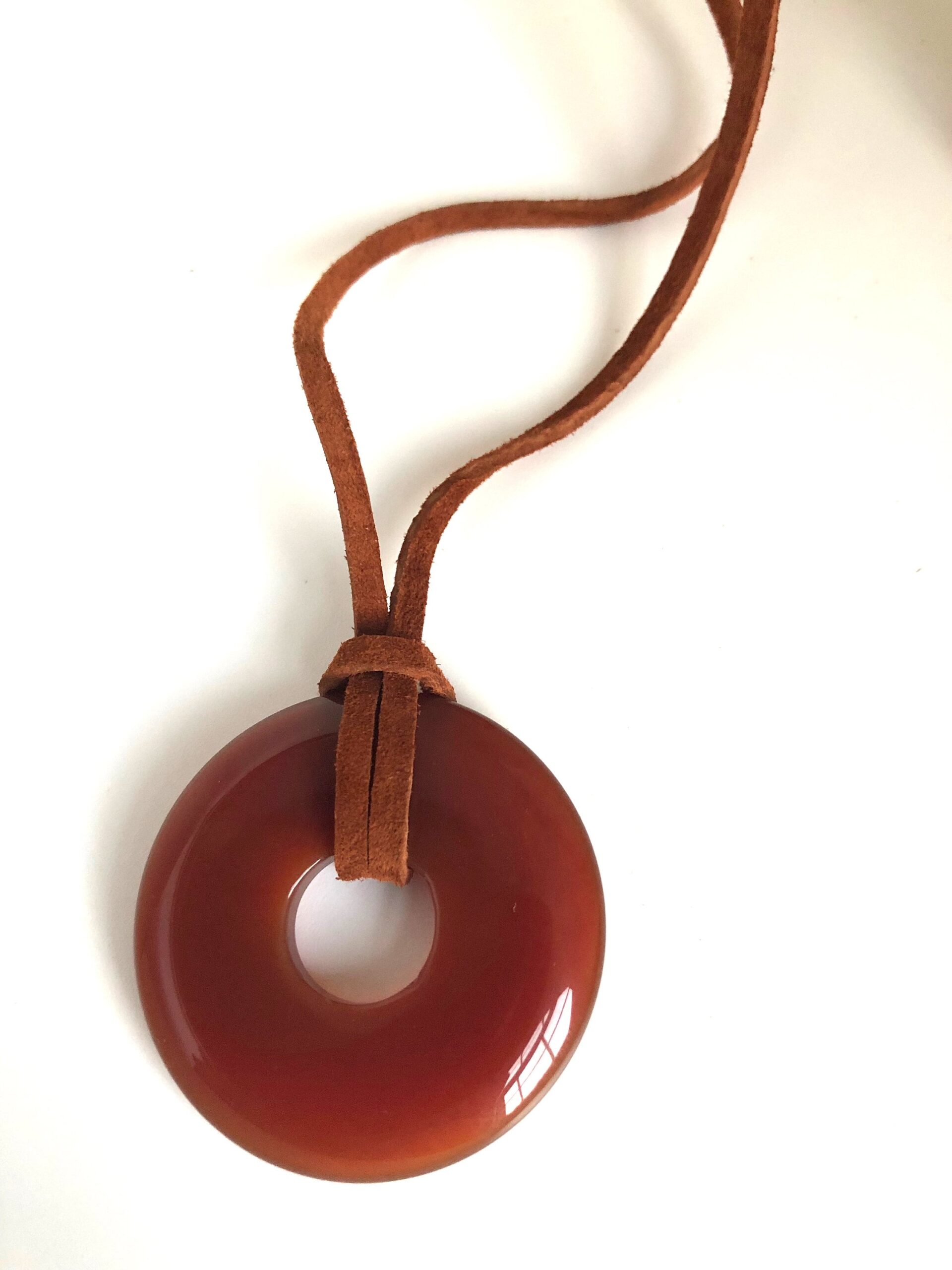 Carnelian donut gemstone necklace pi stone necklace - Image 2