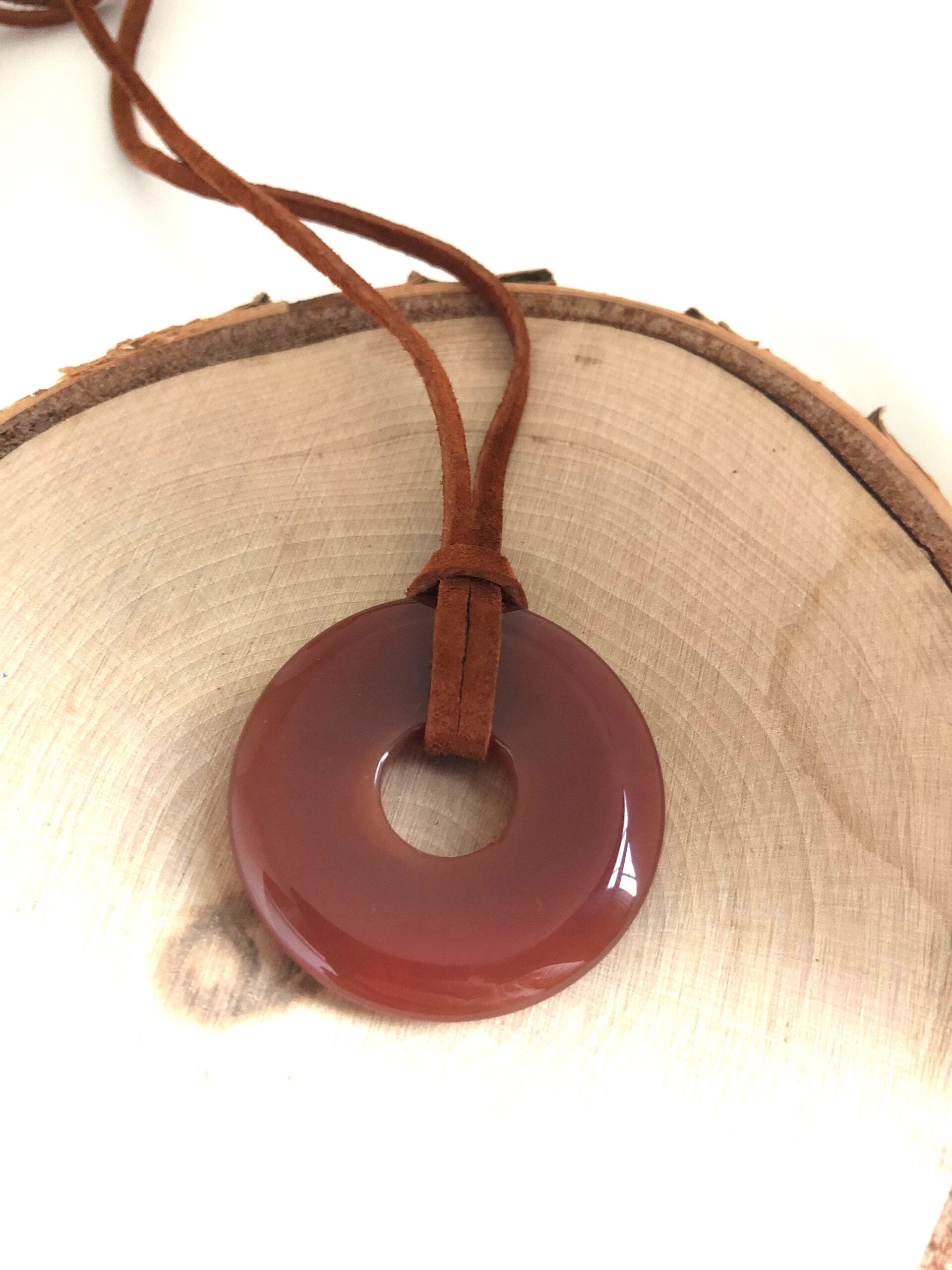 Carnelian donut gemstone necklace pi stone necklace - Image 4