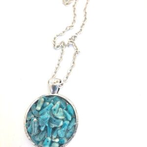 Teal chip necklace