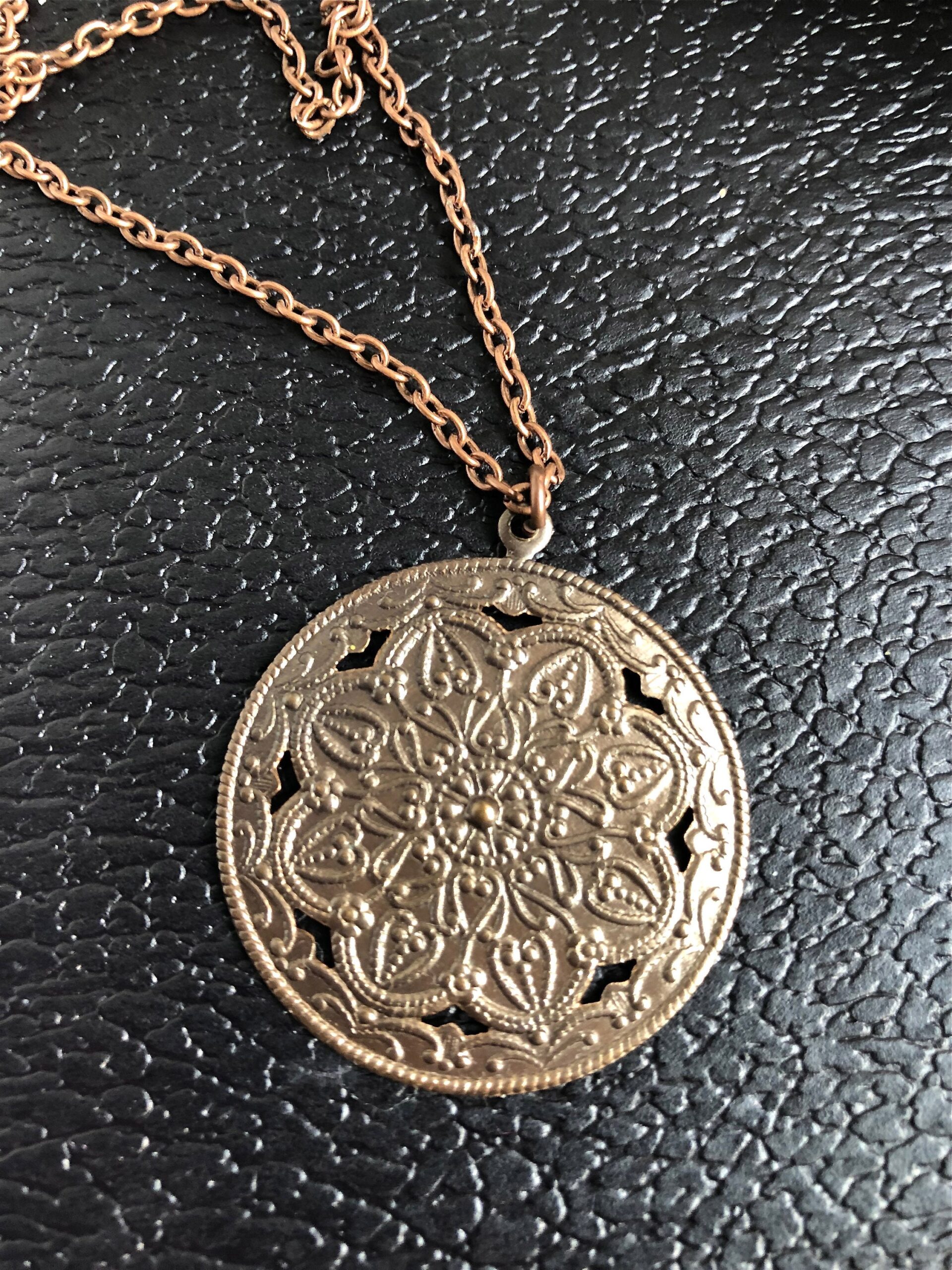 Bronze victorian filigree necklace